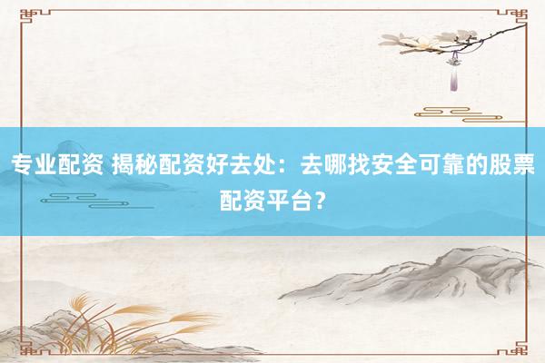 专业配资 揭秘配资好去处：去哪找安全可靠的股票配资平台？