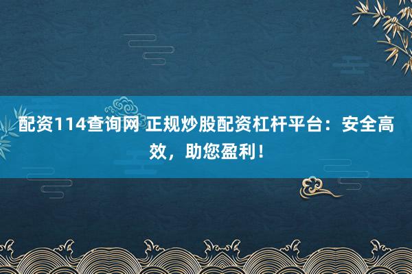 配资114查询网 正规炒股配资杠杆平台：安全高效，助您盈利！
