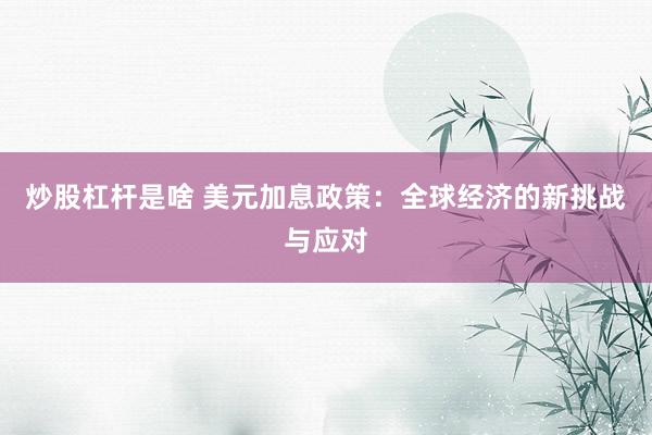 炒股杠杆是啥 美元加息政策：全球经济的新挑战与应对
