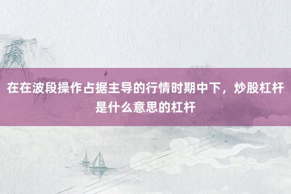 在在波段操作占据主导的行情时期中下，炒股杠杆是什么意思的杠杆